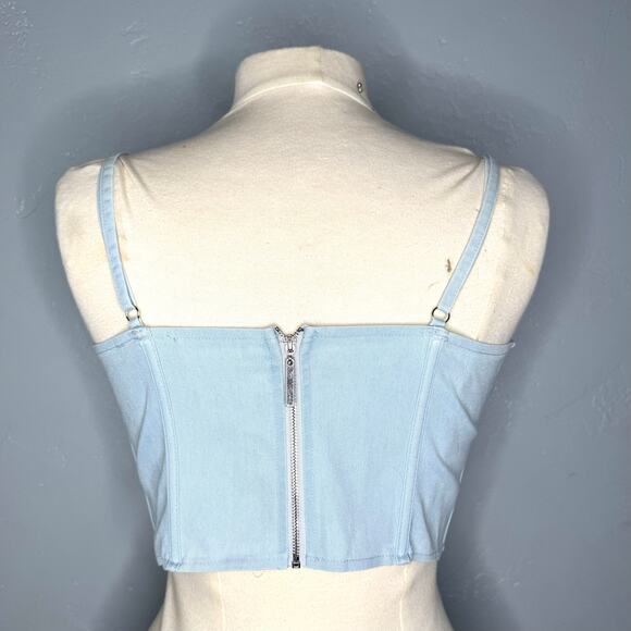 Women’s Light Wash Denim Bustier Top – Size Medium - Picture 3 of 8
